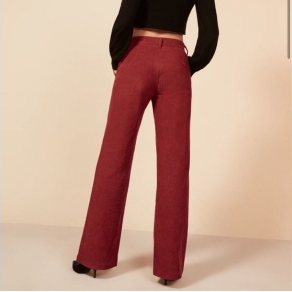 Perfect Reformation Dillon Red Wide Rib Corduroy High Rise Straight Leg Pant 27 - Picture 4 of 9